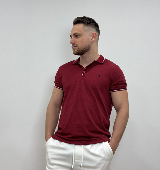 Kontraszt galléros póló - Bordó