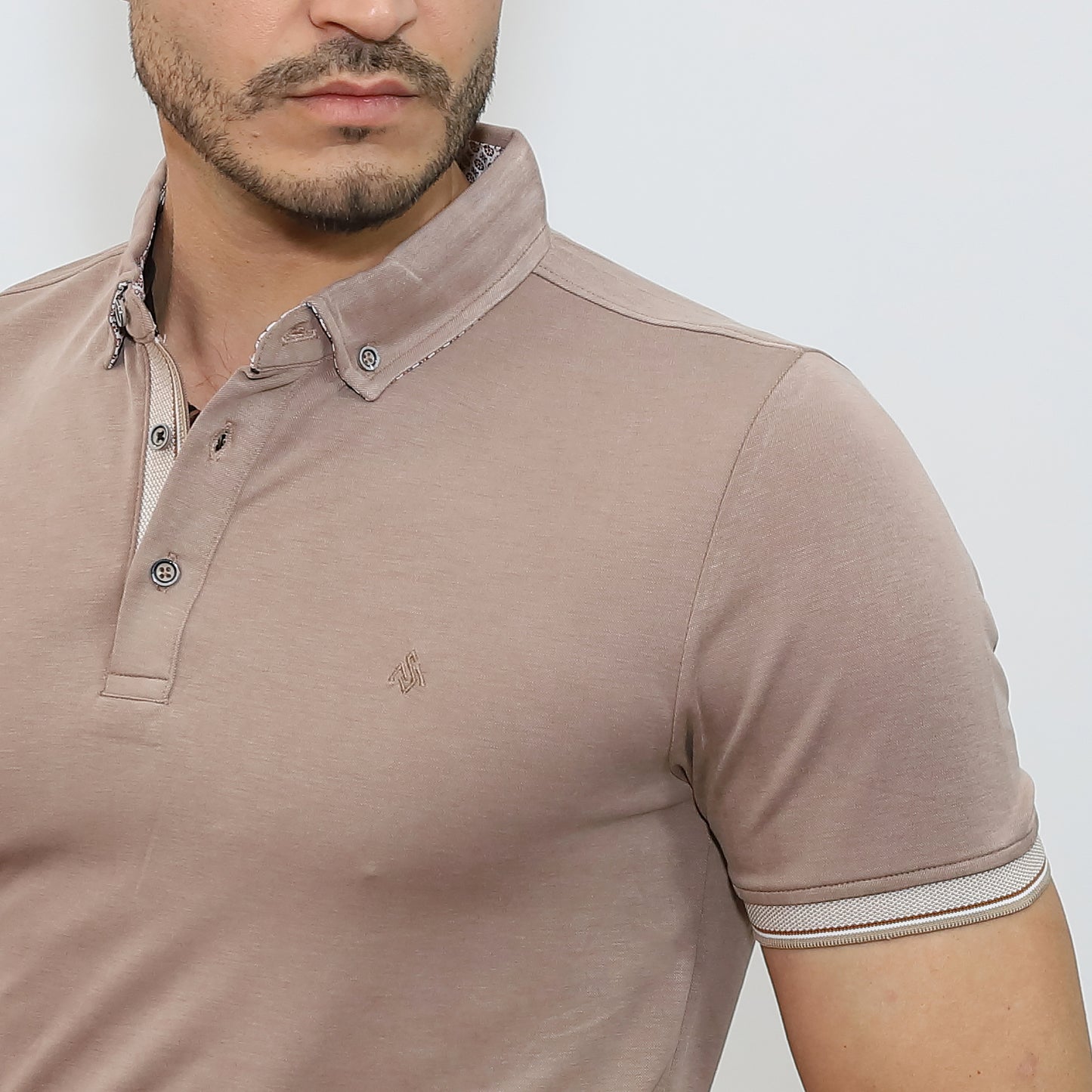 Galléros póló - Világosbarna