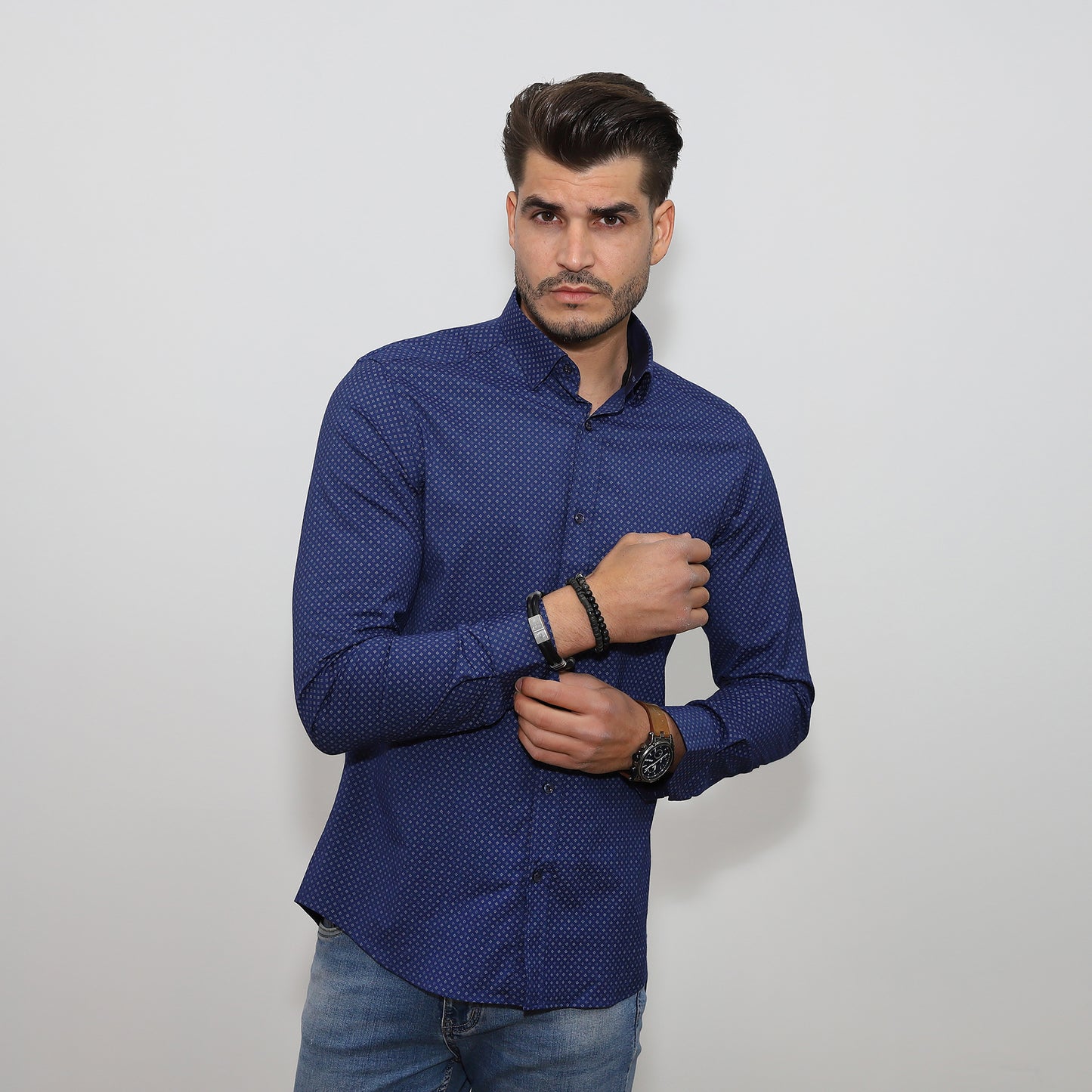 Mintás ing - Tengerészkék