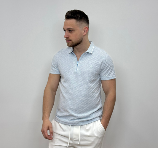 Prémium cipzáros pólóing - Világoskék