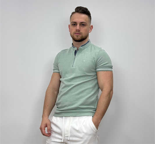 Állógalléros póló - Pasztell zöld