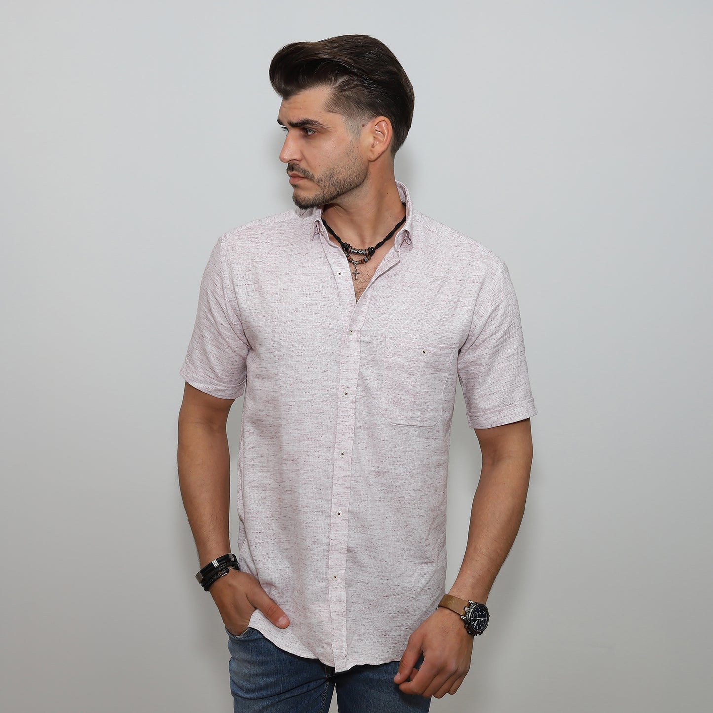 Lenkeverék ing - Halvány mályva