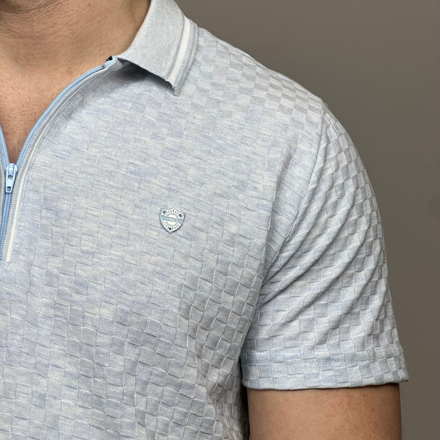 Prémium cipzáros pólóing - Világoskék