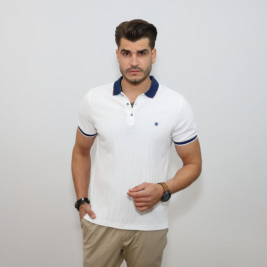 Texturált mintás póló - Fehér