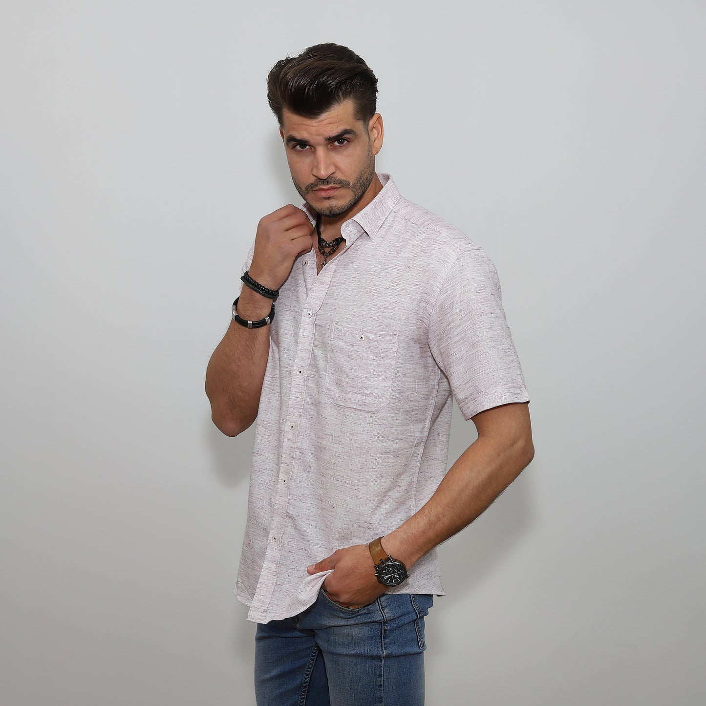 Lenkeverék ing - Halvány mályva