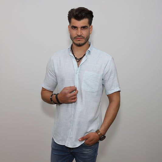 Lenkeverék ing - Világoskék