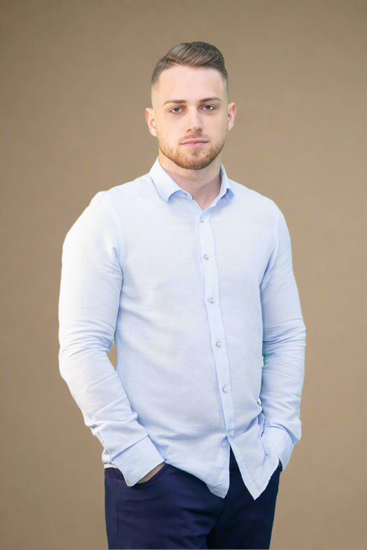 Slim Fit Férfi Ing - Világoskék