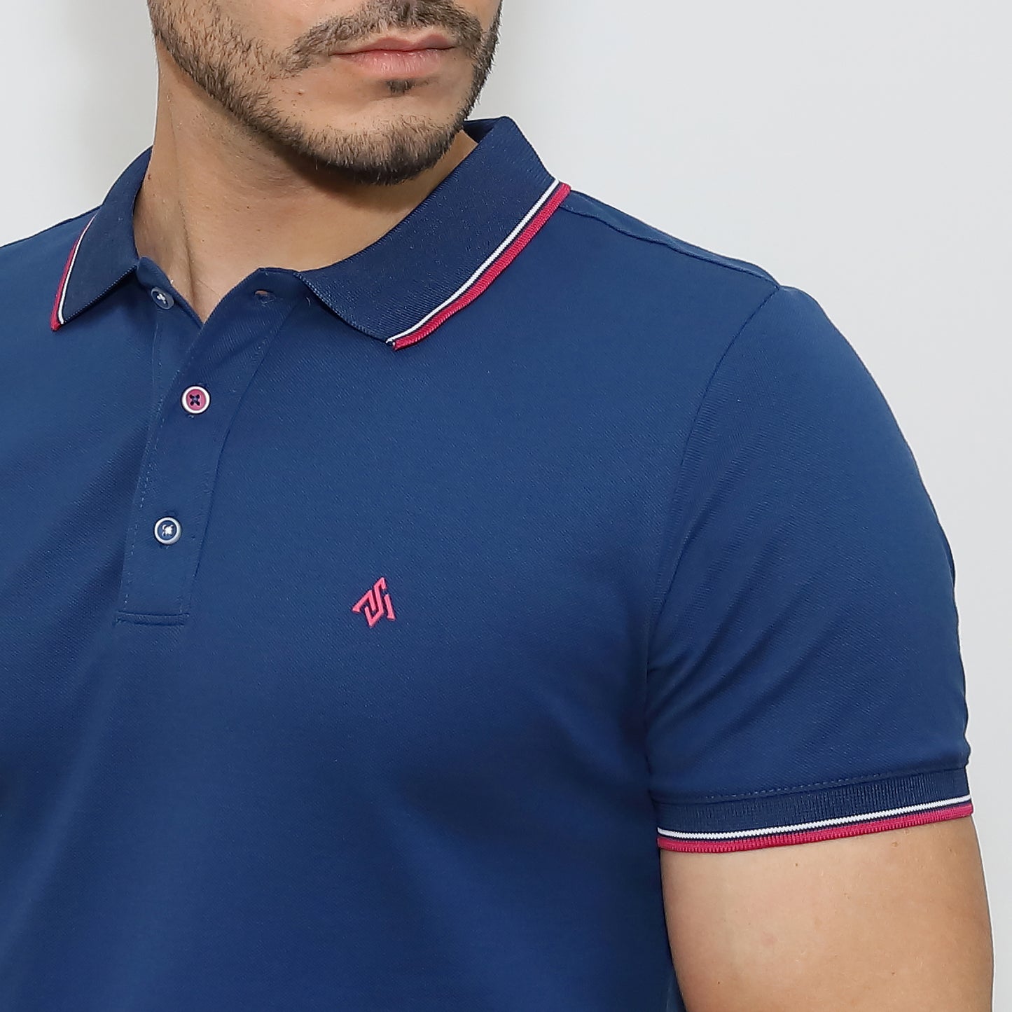 Színes galléros póló - sötétkék