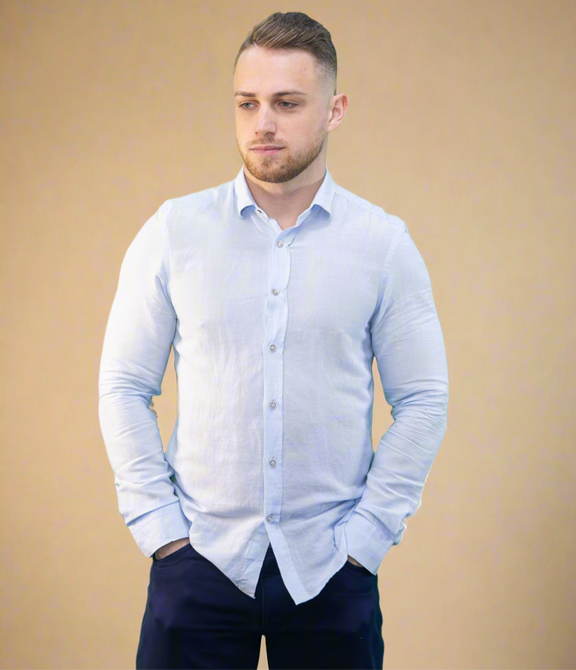 Slim Fit Férfi Ing - Világoskék