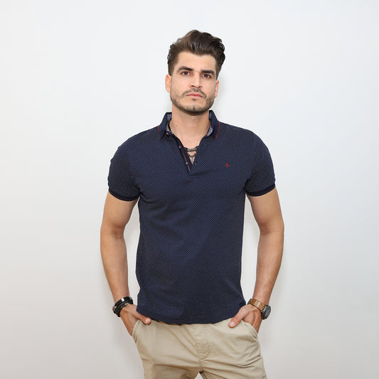 Pöttyös pólóing - Sötétkék