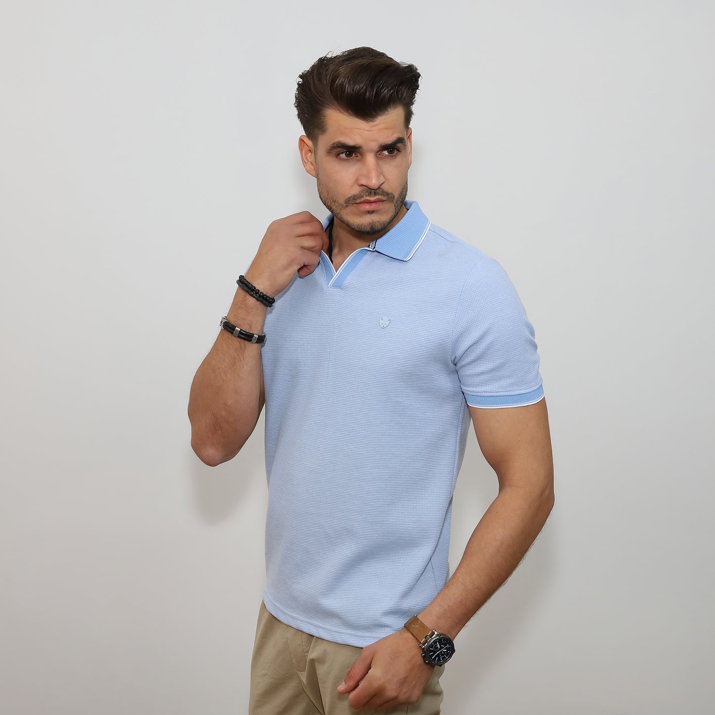 Elegáns galléros póló - Világoskék