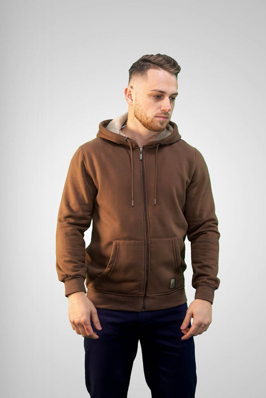 Bélelt Kapucnis Kardigán - Barna