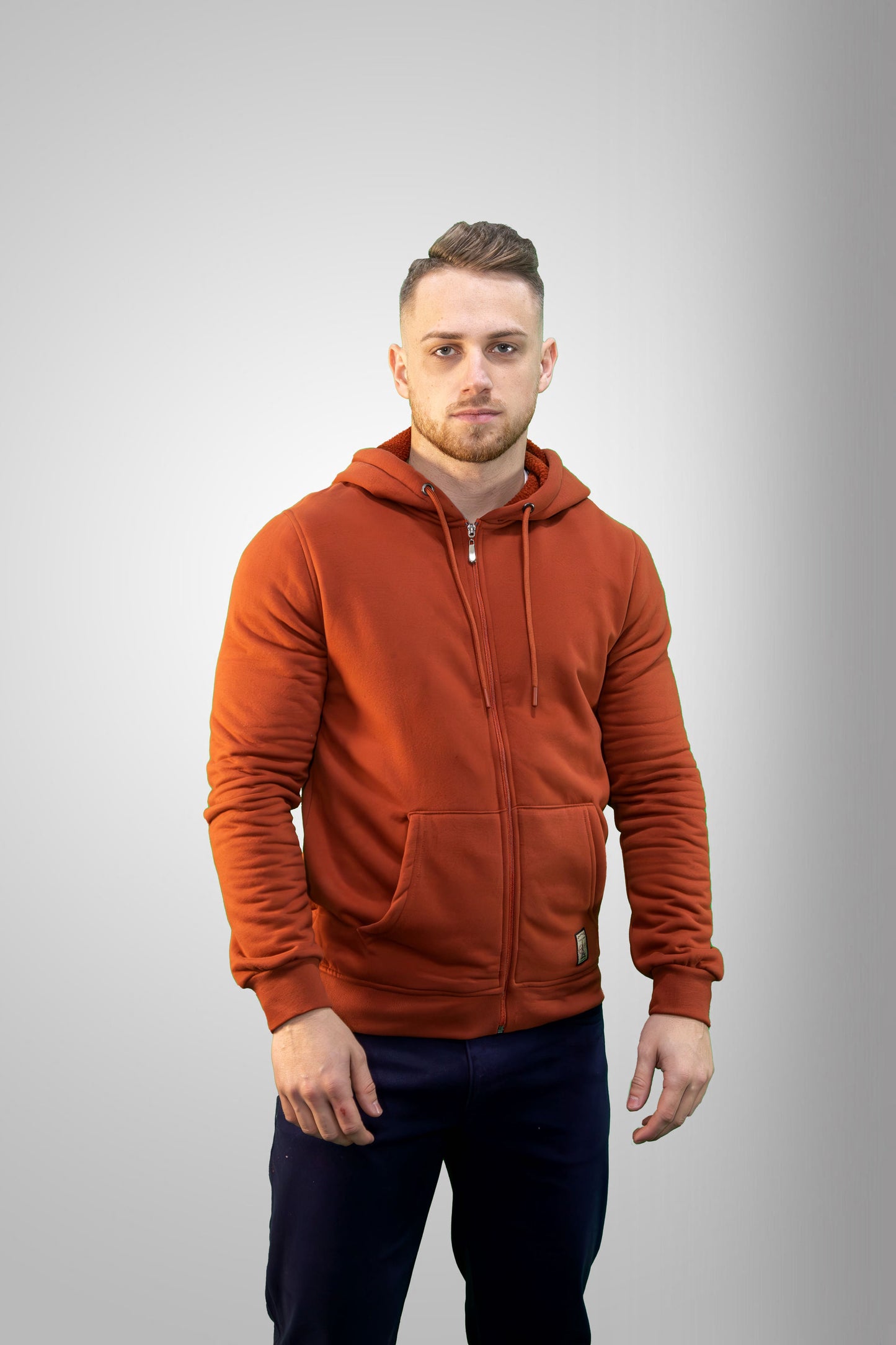 Bélelt Kapucnis Kardigán - Terrakotta