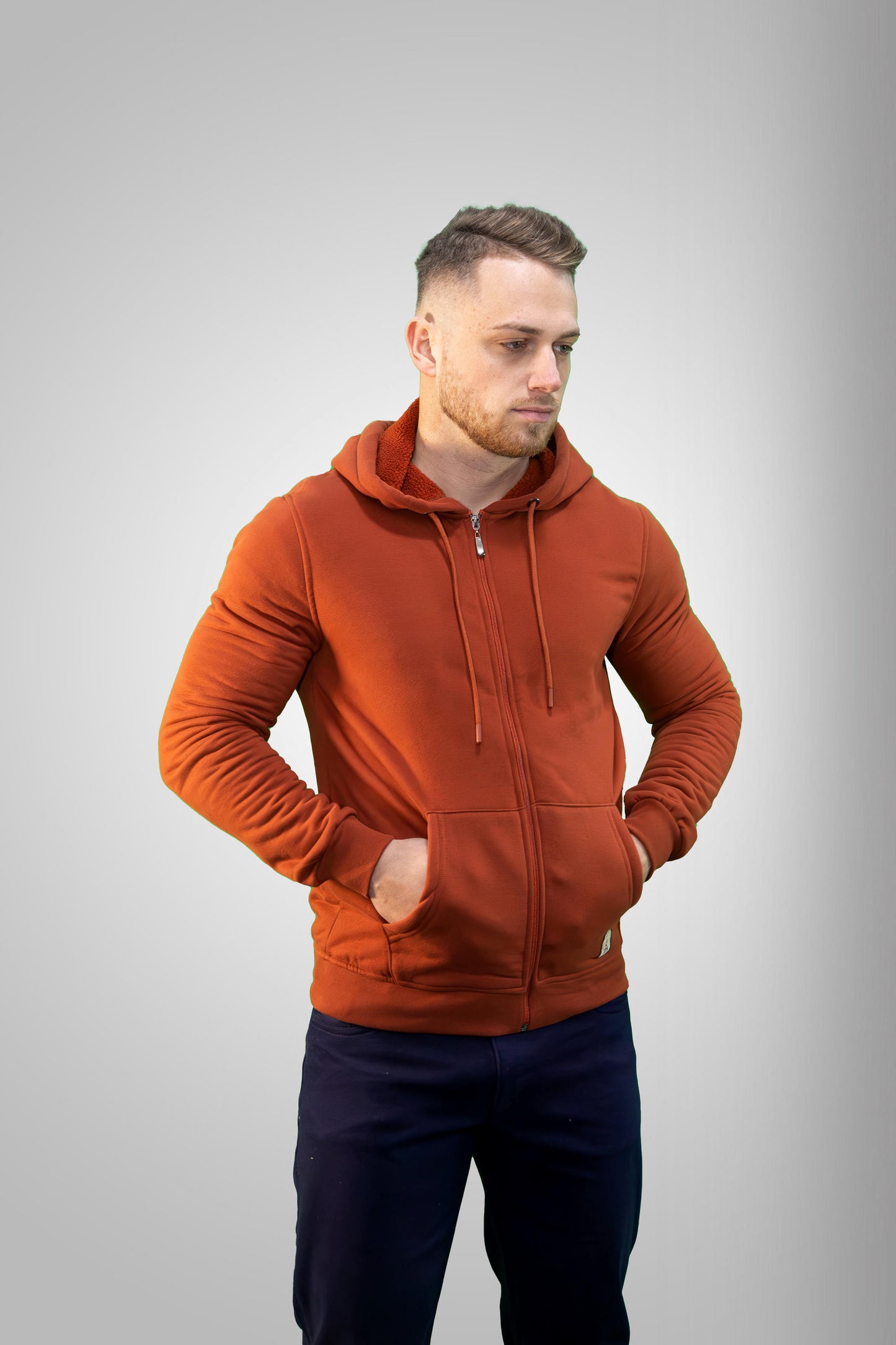 Bélelt Kapucnis Kardigán - Terrakotta