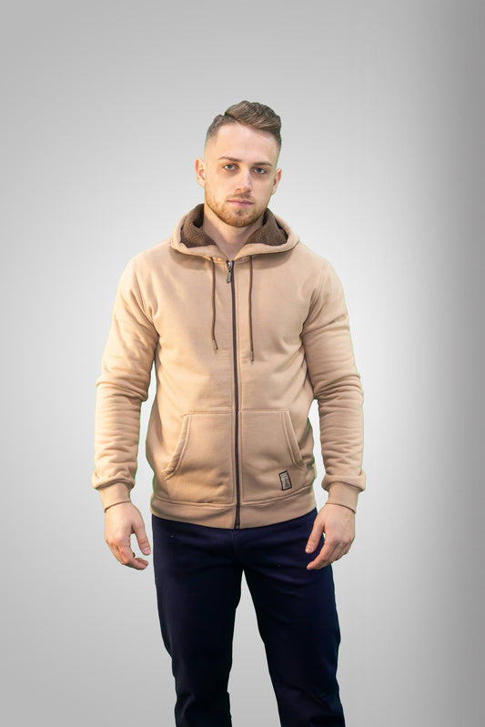 Bélelt Kapucnis Kardigán - Bézs