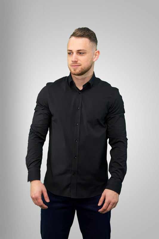 Slim Fit Férfi Ing - Fekete